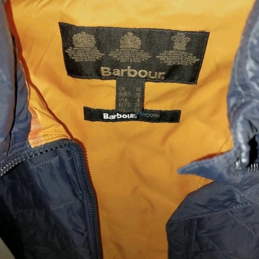 Barbour Quilted Jacket in Navy/Marigold-ASO Kate Middleton Royal-UK10/US6 - Picture 4 of 10